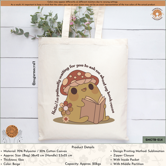 Bookish Tote Bag - Ask Me About My Book Recos