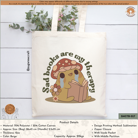 Bookish Tote Bag - Sad Books Are My Therapy