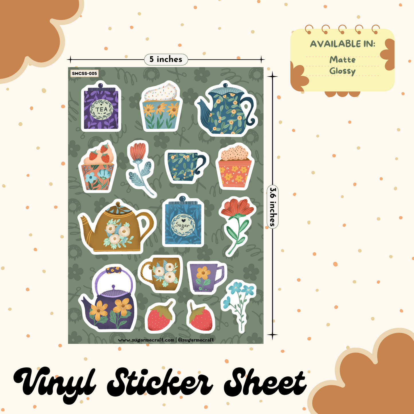 Sticker Sheet - Cupcake Tea